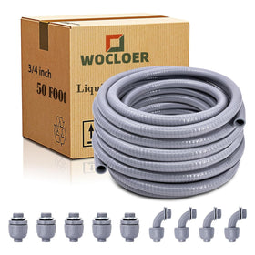 Wocloer liquid-tight conduit kit 50ft protects outdoor wiring with antioxidant PVC.