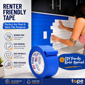 WOD Tape edge-finishing provides clean lines along baseboards and window frames.