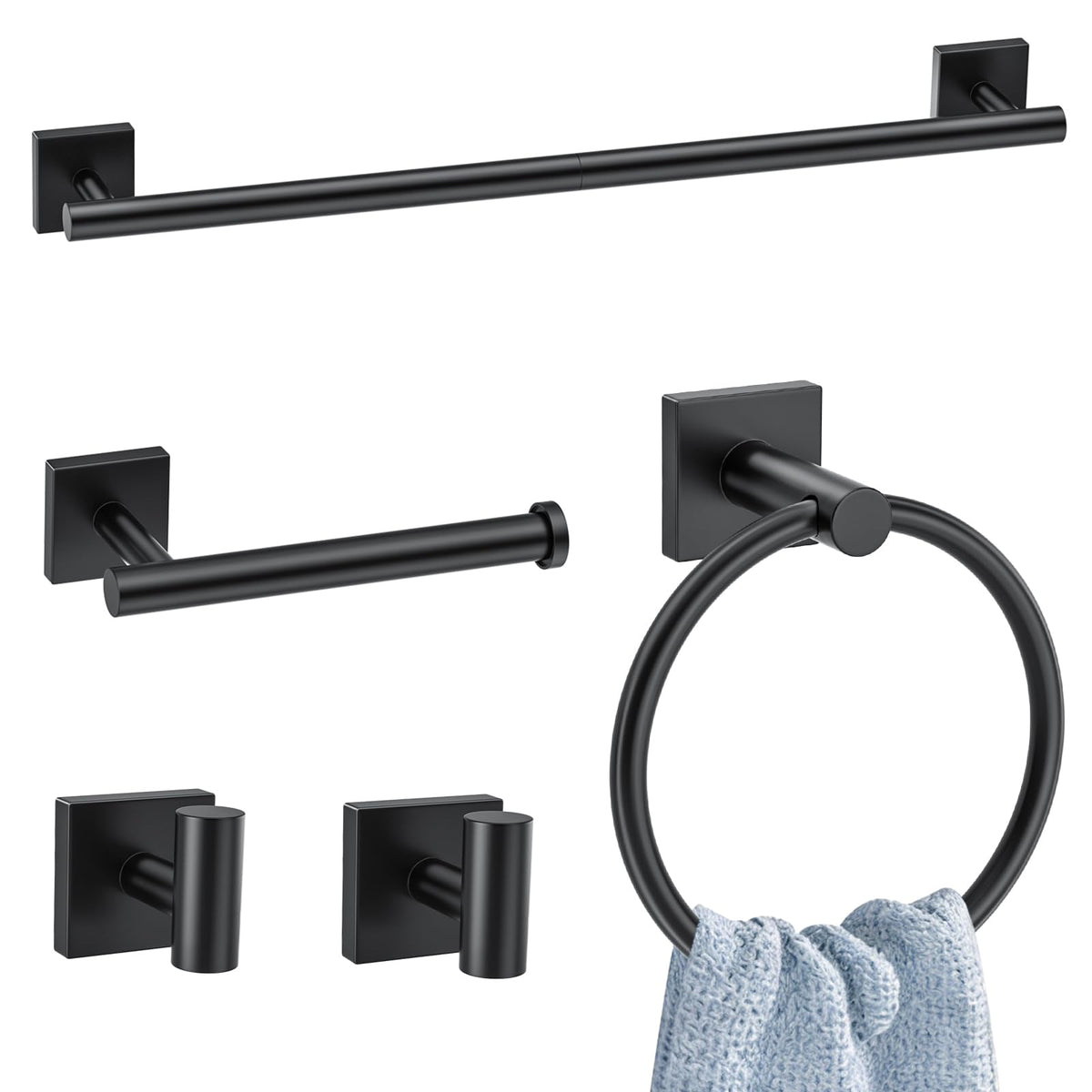 Woekme 23-6-inch towel bar in matte black finish, showcasing generous hanging space.