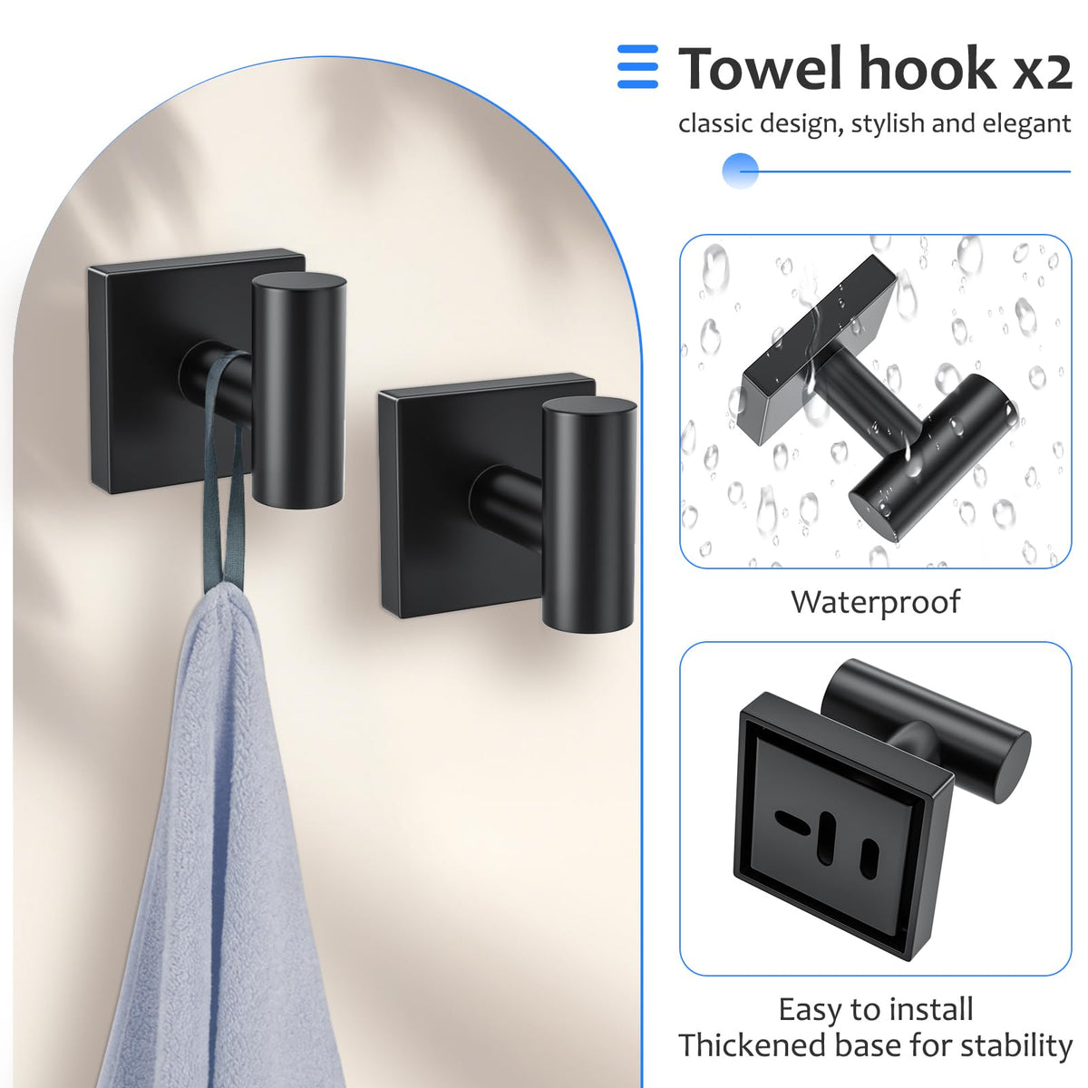 Woekme matte black finish enhances contemporary bathroom style.