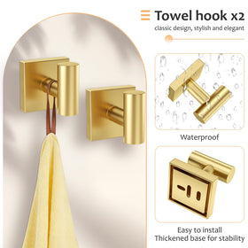 Woekme brushed gold bathroom accessory base provides stable square mount