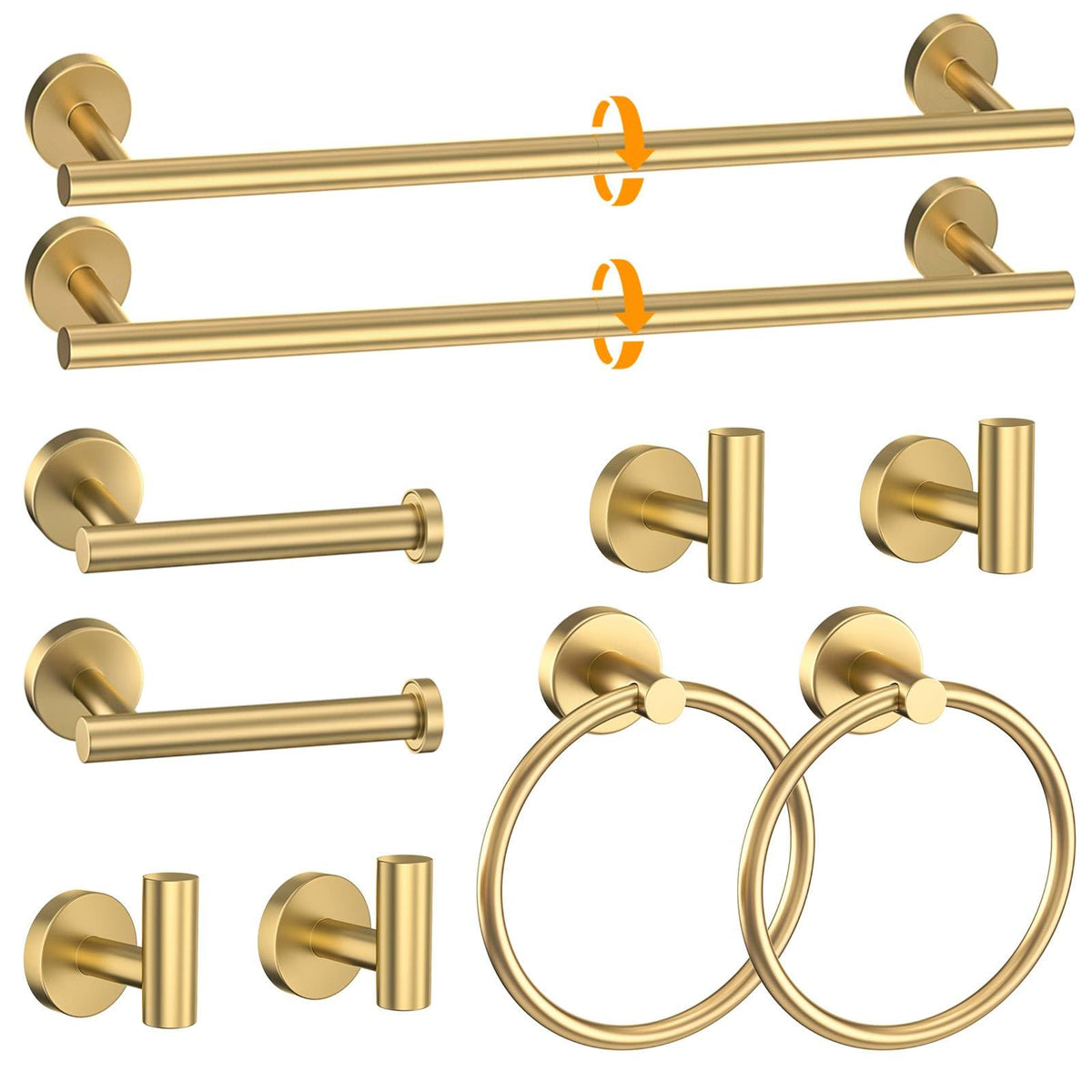 Woekme brushed gold towel bar 23.6in offers durable stainless finish for a stylish bath.