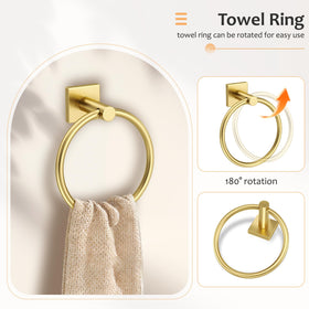 Woekme brushed gold towel ring adds convenient hand dryness