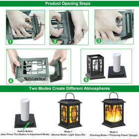 Woenergy solar lantern auto on at dusk with light sensor.