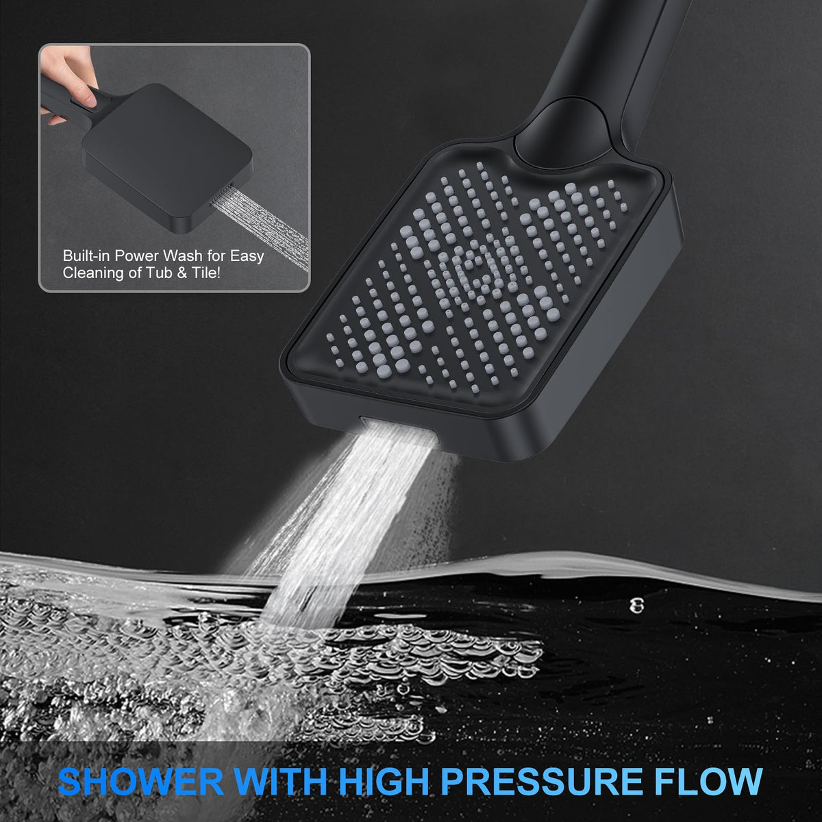 Woindo handheld shower with push-button diverter for flexible control