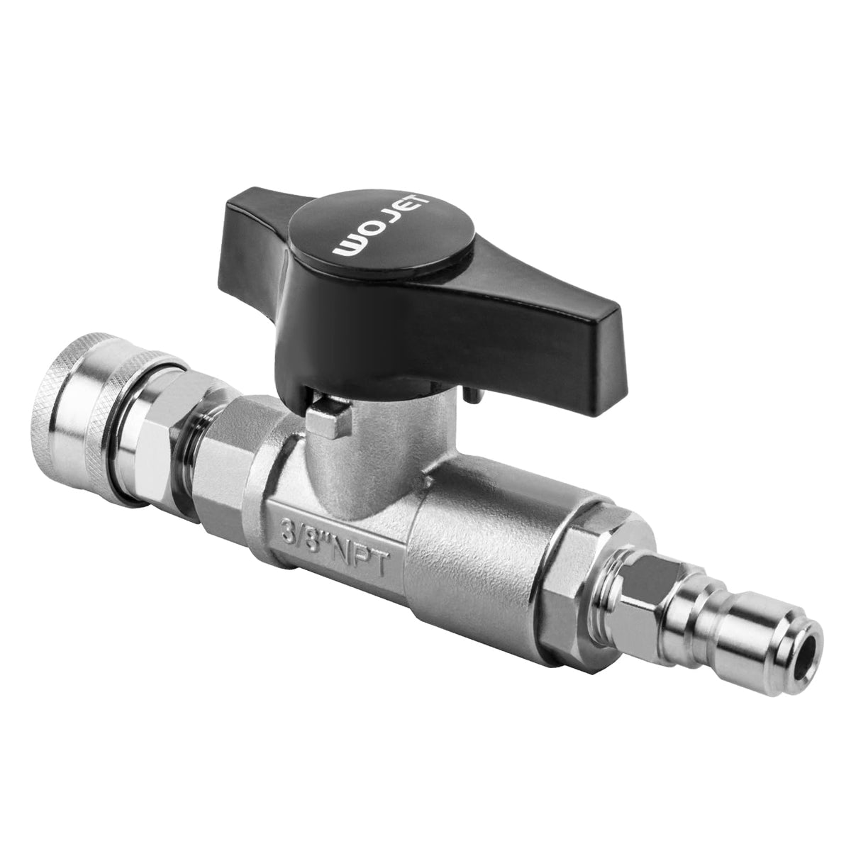 WOJET ball valve instant switch for pressure washer; reduces downtime during tool changes.