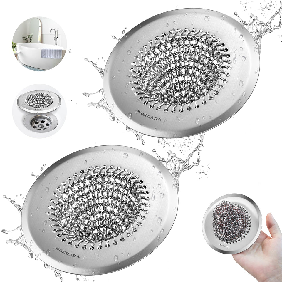 Wokdada bathtub drain hair catcher on flat drain prevents clogs.