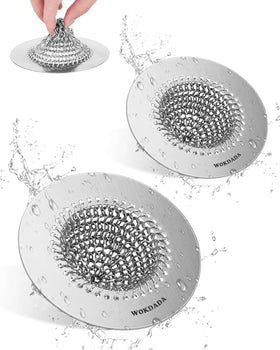 Wokdada sink strainer with full basket catches debris, reducing mess.