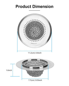 Wokdada universal fit 4-4 inch diameter fits most US sink openings.