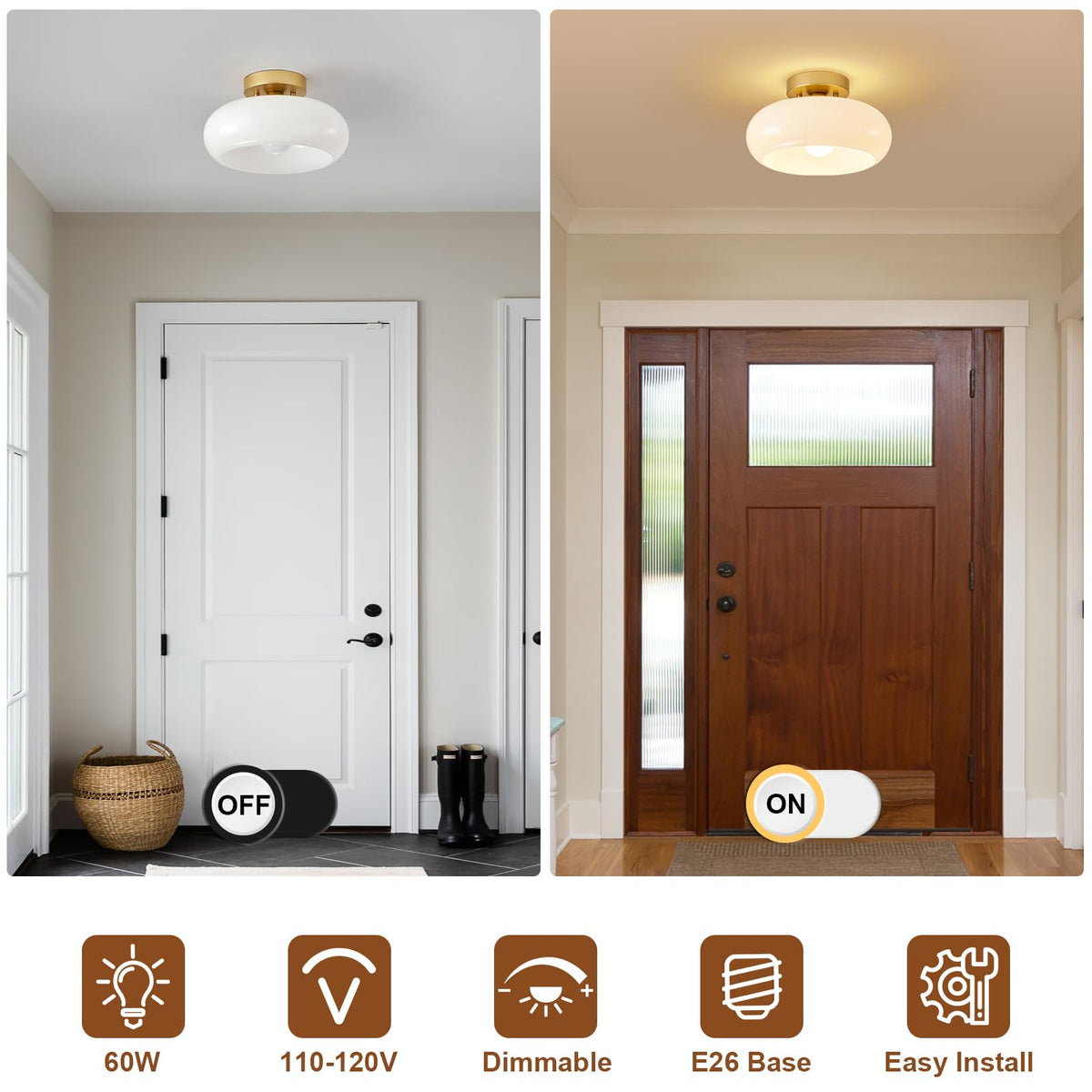 WOKNOS 11-inch diameter light ideal for entryways and hallways