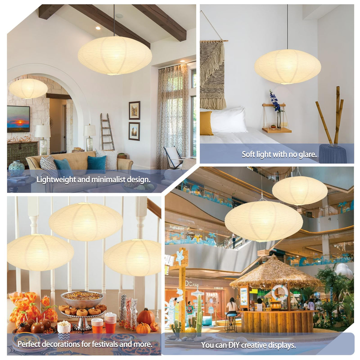 WOLEILEJIN oval lanterns deliver instant ambient lighting without taking up floor space.