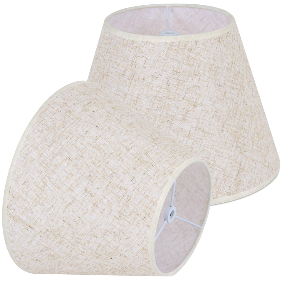 WOLEILEJIN beige lamp shade, empire silhouette, ideal for focused bedside lighting.