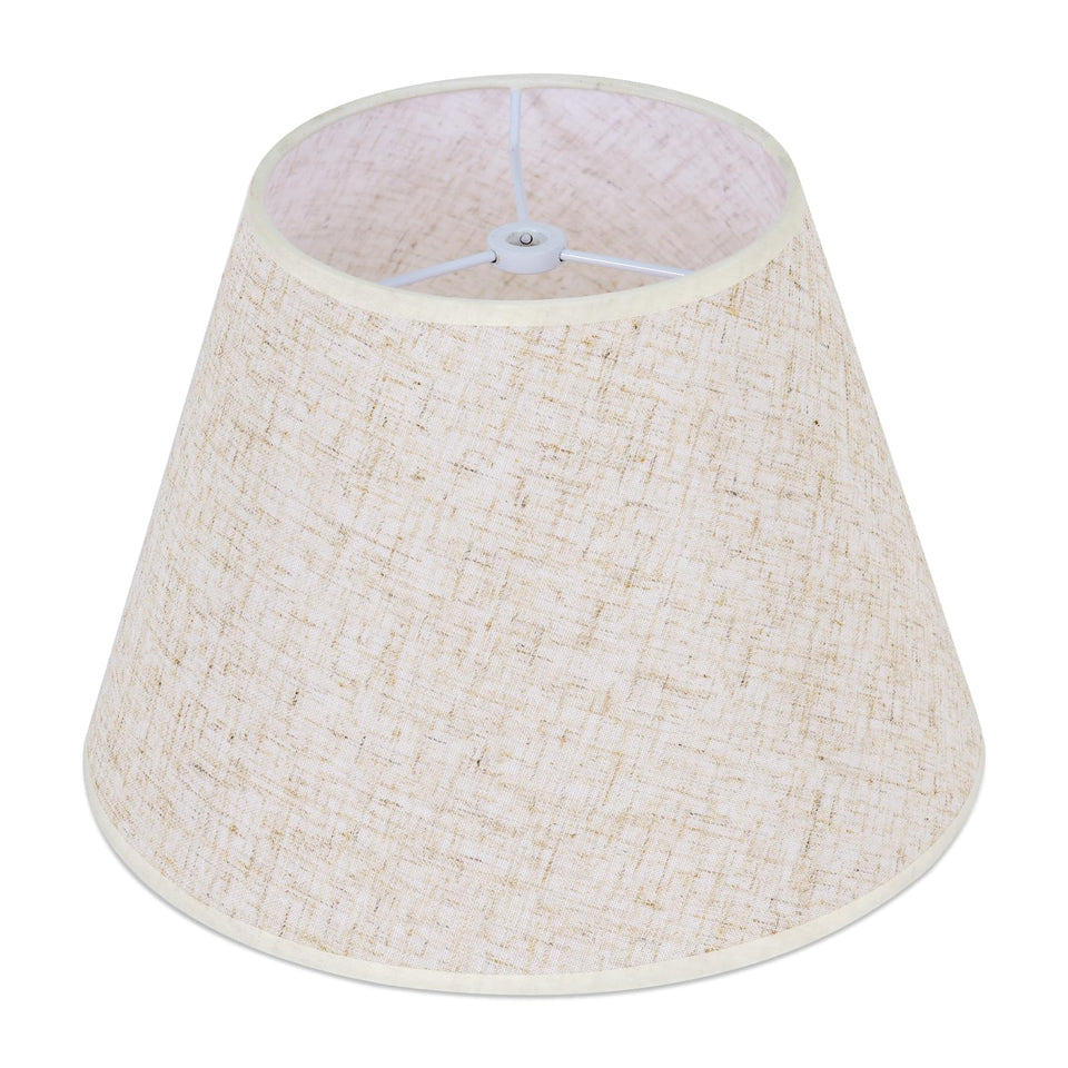WOLEILEJIN beige linen barrel lampshade 6Top-10Bottom dims for warm living room lighting