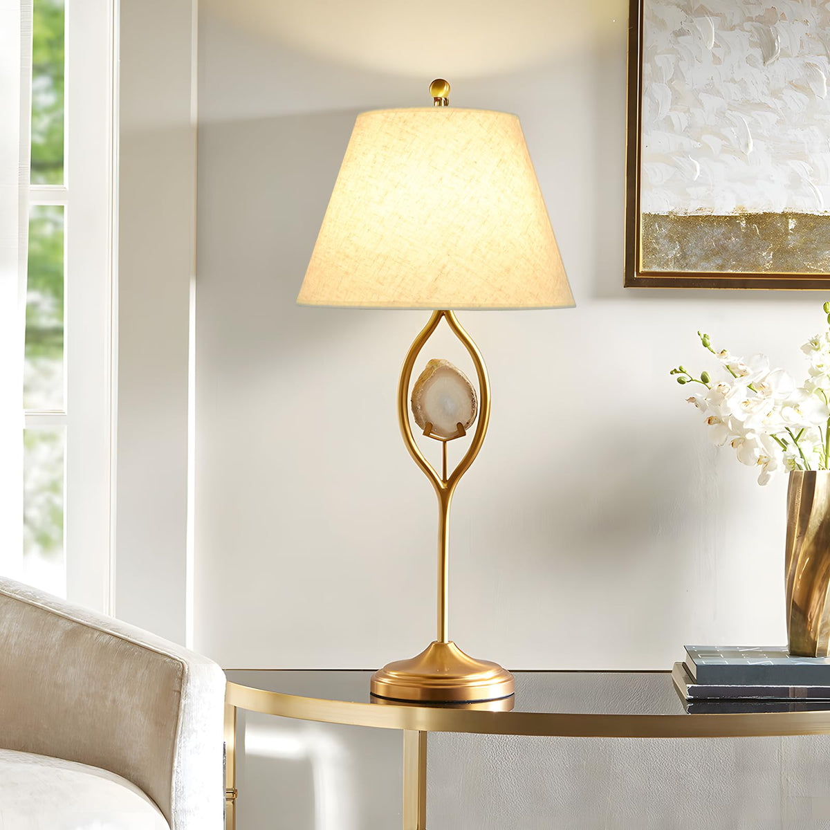 WOLEILEJIN diffuse glare beige linen lampshade softens light at a study desk