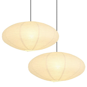WOLEILEJIN white oval paper lanterns, two-pack, ideal for elegant living room decor.