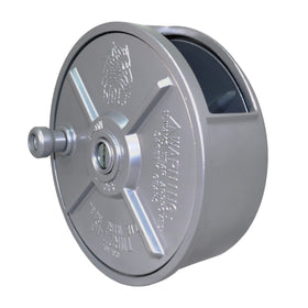 Wolf 6.25-inch aluminum tie wire reel mounted on belt for hands-free use.