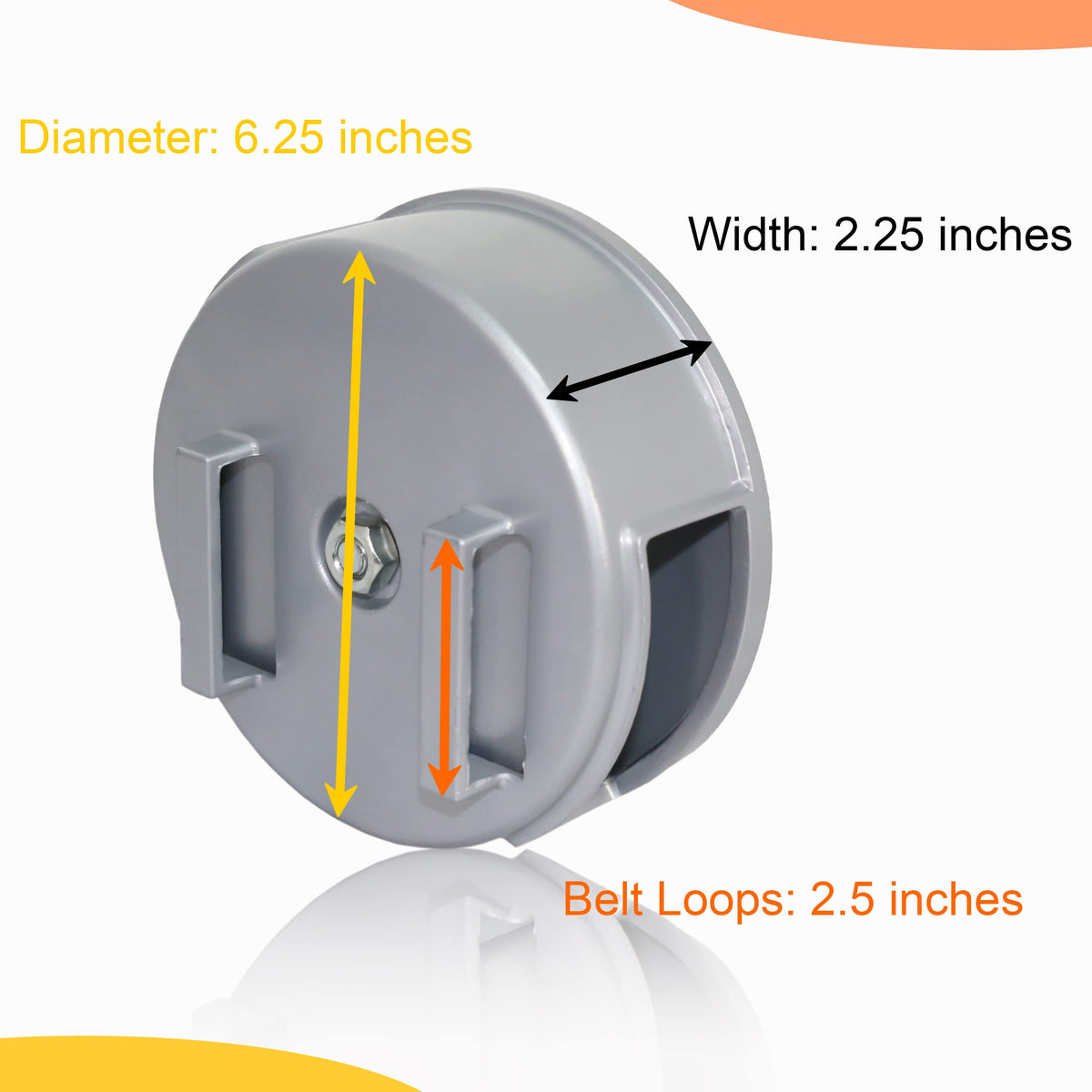 Close-up of the rewind knob showing smooth aluminum construction.
