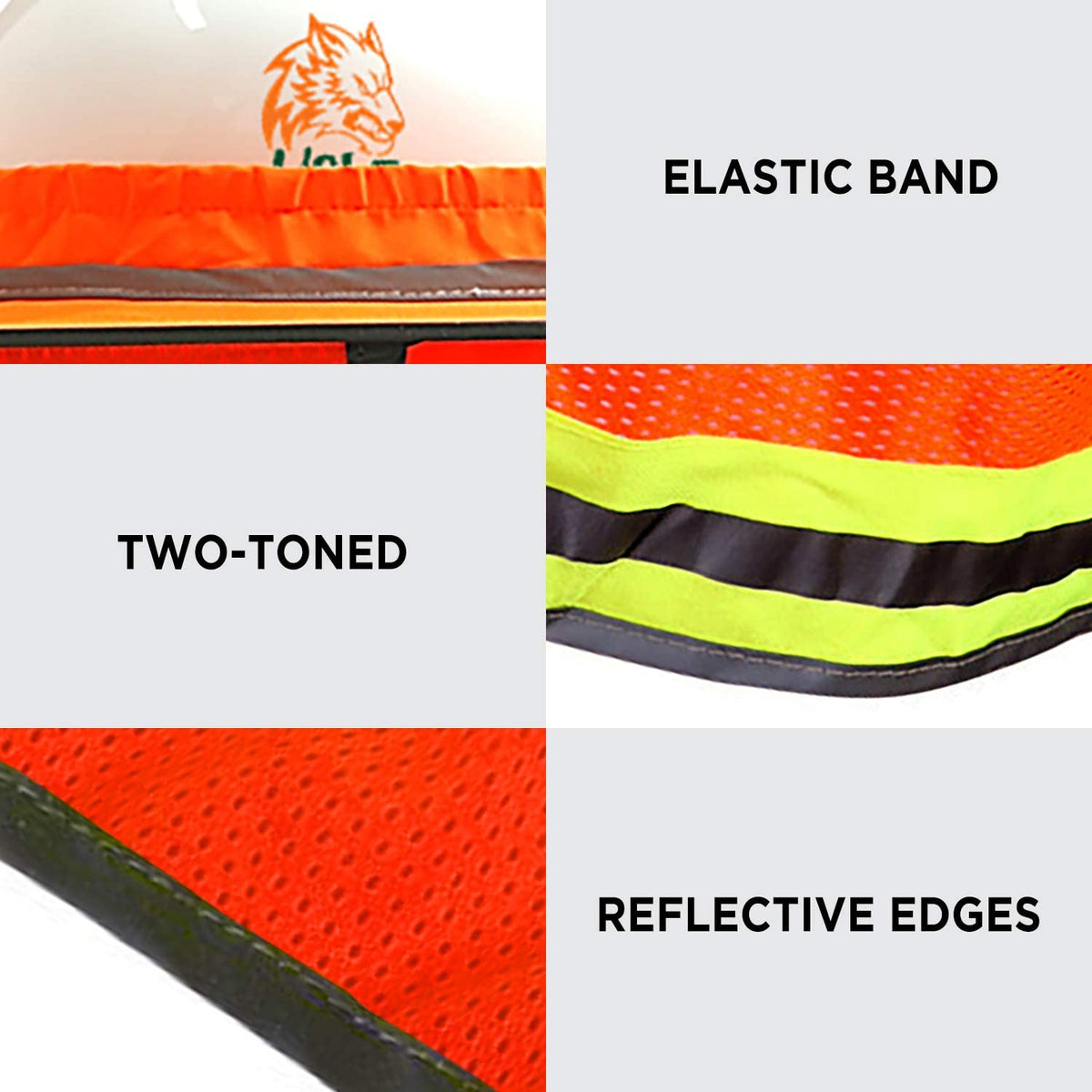 Wolf orange fabric features silver reflective tape to boost daytime visibility.