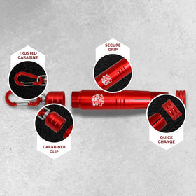Wolf keel crayon holder rotating end-cap enables smooth setup