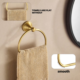 Brass towel ring construction resists corrosion and rust for longevity