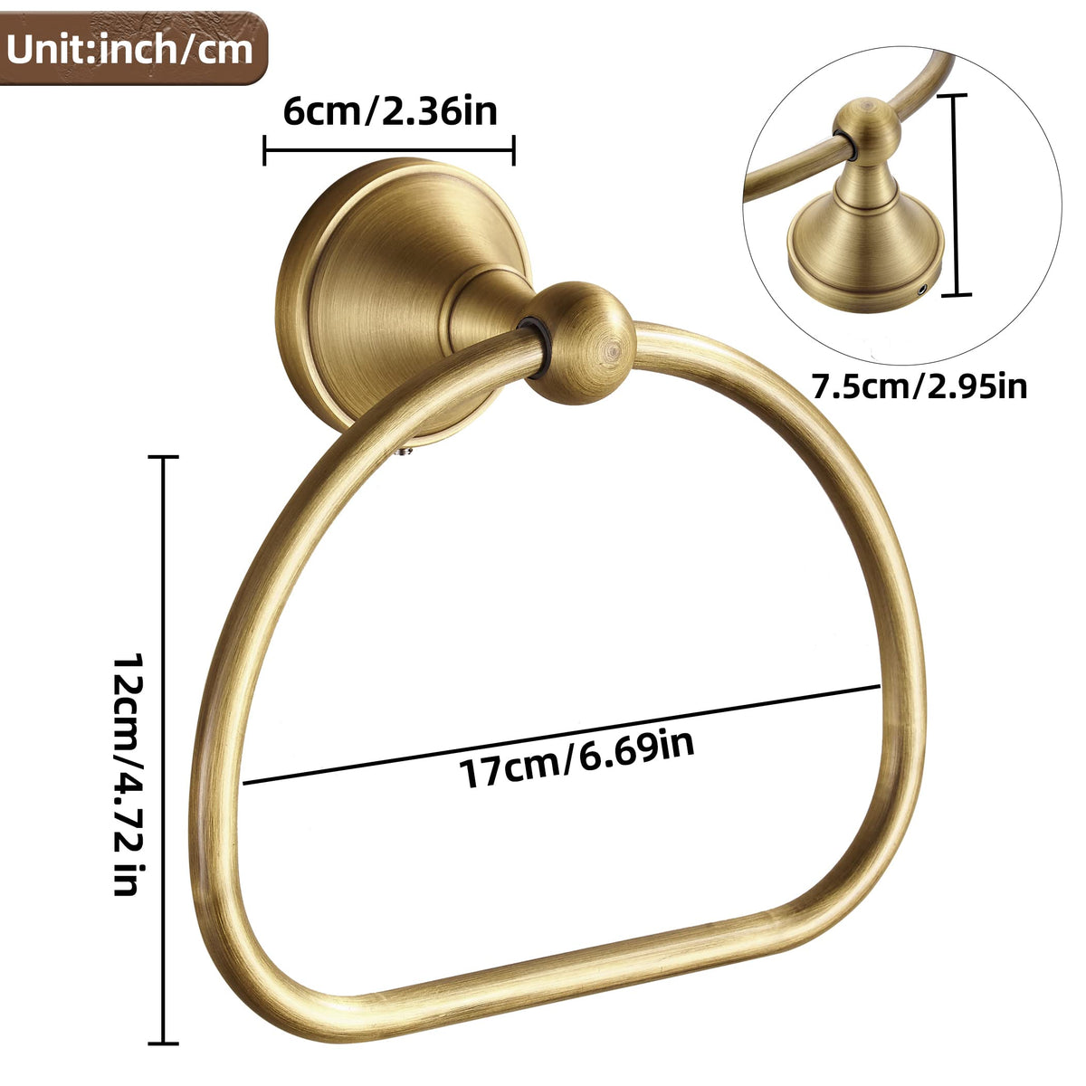 WOLIBEER wall-mounted brass towel ring for chic wall display