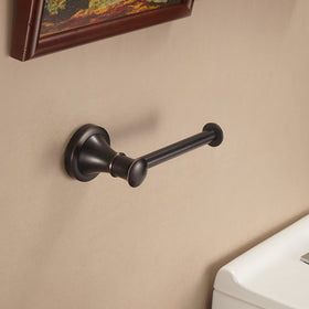 WOLIBEER Bronze Toilet Paper Holder side mount demonstrates versatile left, right, or up installation.