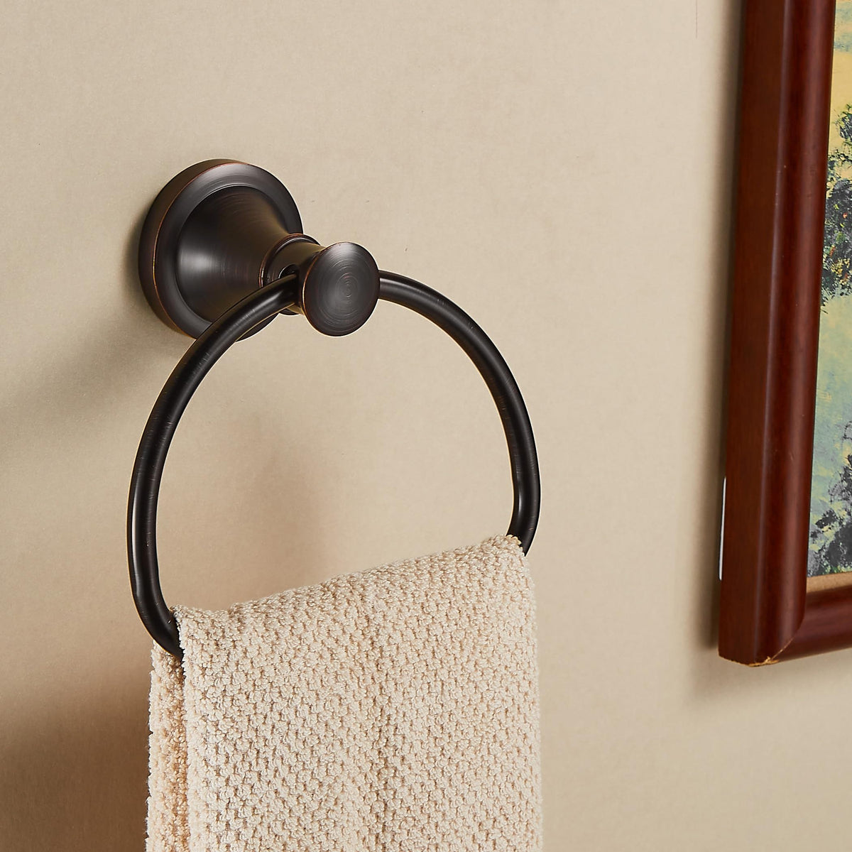 WOLIBEER bronze towel holder wall mount saves space with rustic charm