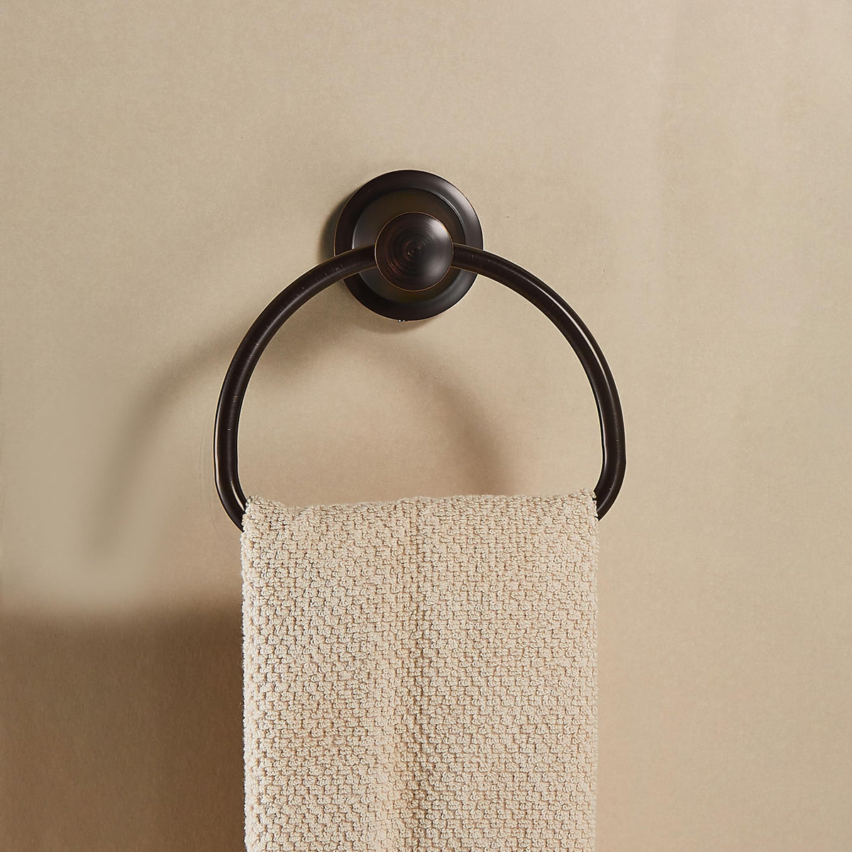 WOLIBEER bronze towel ring 180-degree fold enables flexible towel placement