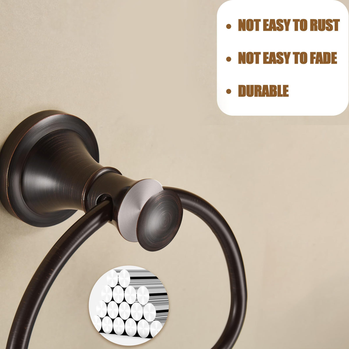 WOLIBEER bronze towel ring polished finish blends with indoor decor