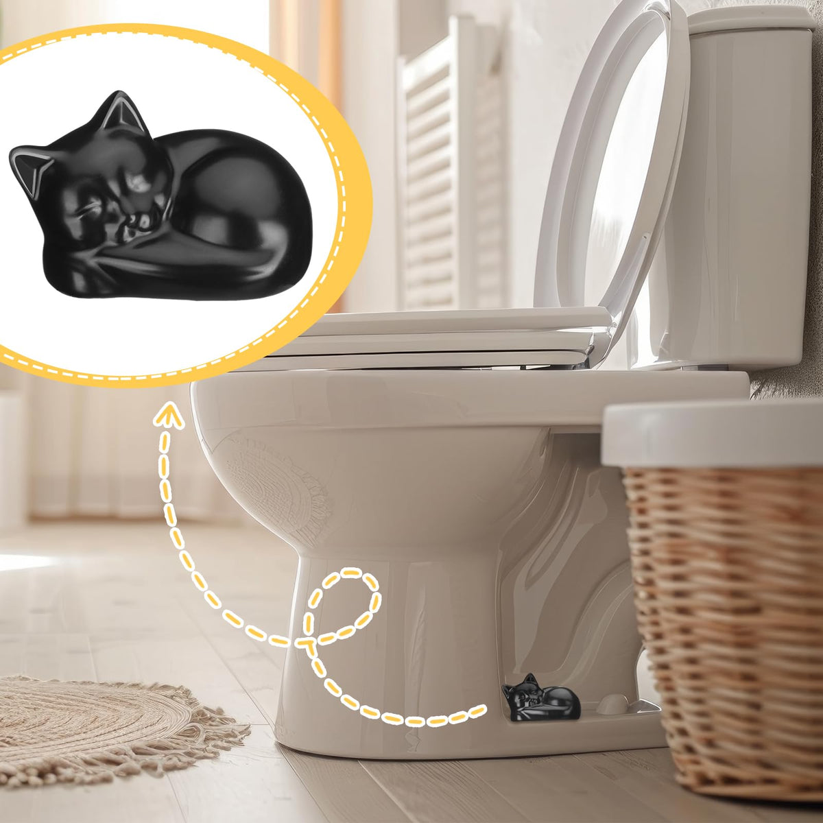 Wonderjune cat bolt cover close-up reveals glossy ceramic finish.