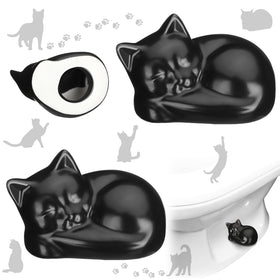 Wonderjune cat toilet bolt cap, front view, ceramic charm, secure fit.