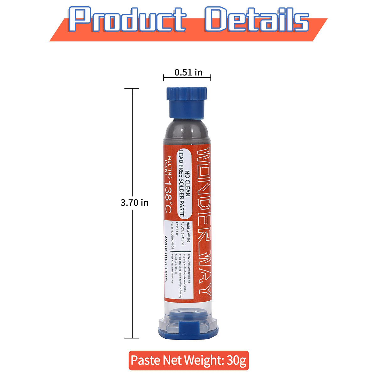 Wonderway SN42 Bi58 four pack solder paste packaging for easy stock and use.