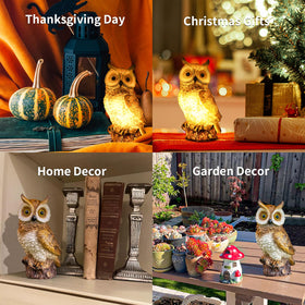 WONDHOME garden decor owl figurine enhances porches, windowsills, and entryways.