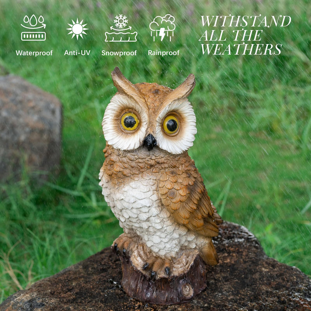 WONDHOME hand-painted owl sculpture features detailed craftsmanship for lifelike charm.