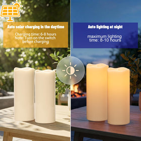 Wondise dusk-to-dawn solar candle with light sensor auto-activates at night