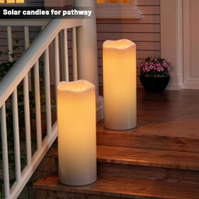 Wondise garden lantern solar candle enhances yard décor after sunset