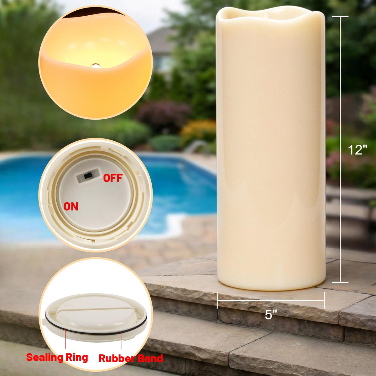 Wondise IP65 outdoor solar candle stands up to rain for reliable lighting