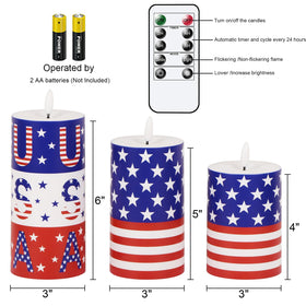Wondise LED pillar flag candle with 3D wick for the 4th of July.