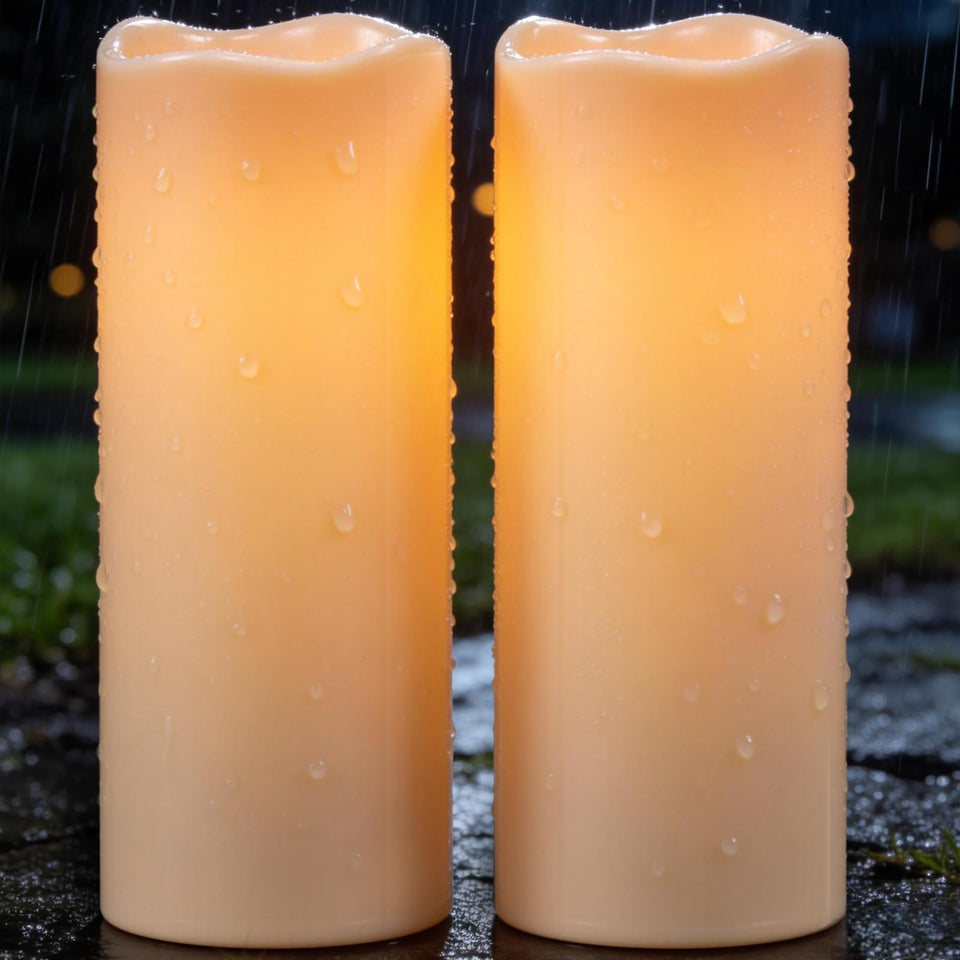Wondise outdoor large solar candle 5x12 glows warmly for patio ambiance