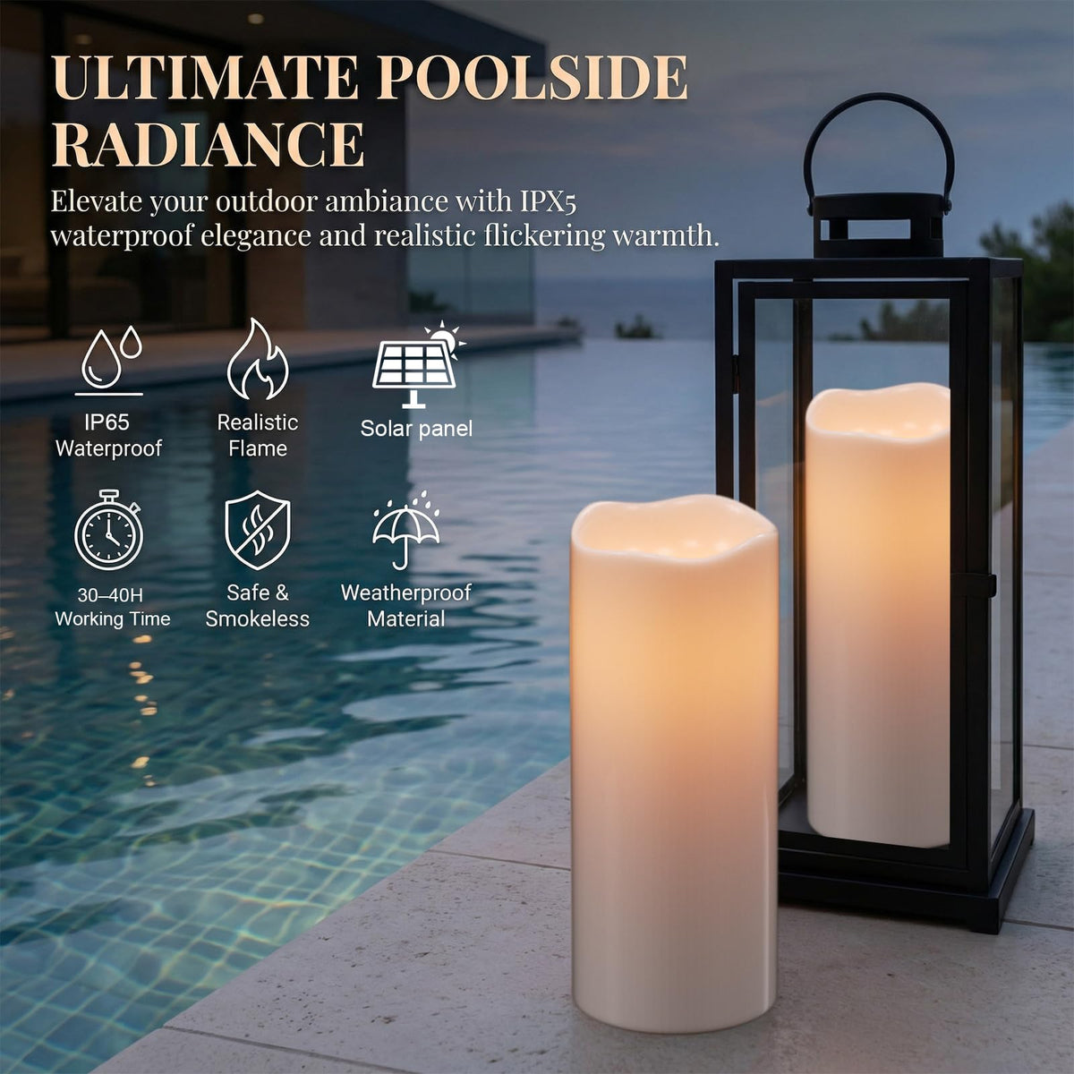 Wondise two-pack solar candle set for versatile outdoor lighting