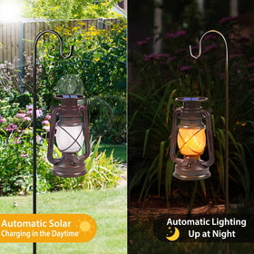 Portable solar lantern with handle for versatile hanging or surface placement