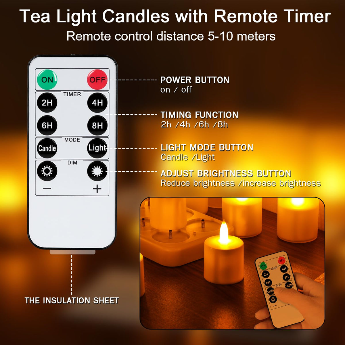 WoneNice USB charging base recharges all 12 candles.