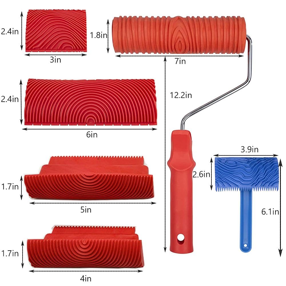 Wood Graining Tool Set 5-inch rubber tool broad grain patterns for large surfaces