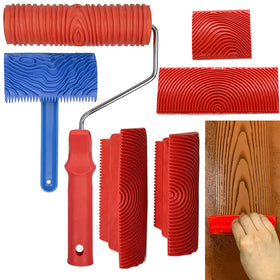 Wood Graining Tool Set 7-inch roller with handle for quick wood texture on walls