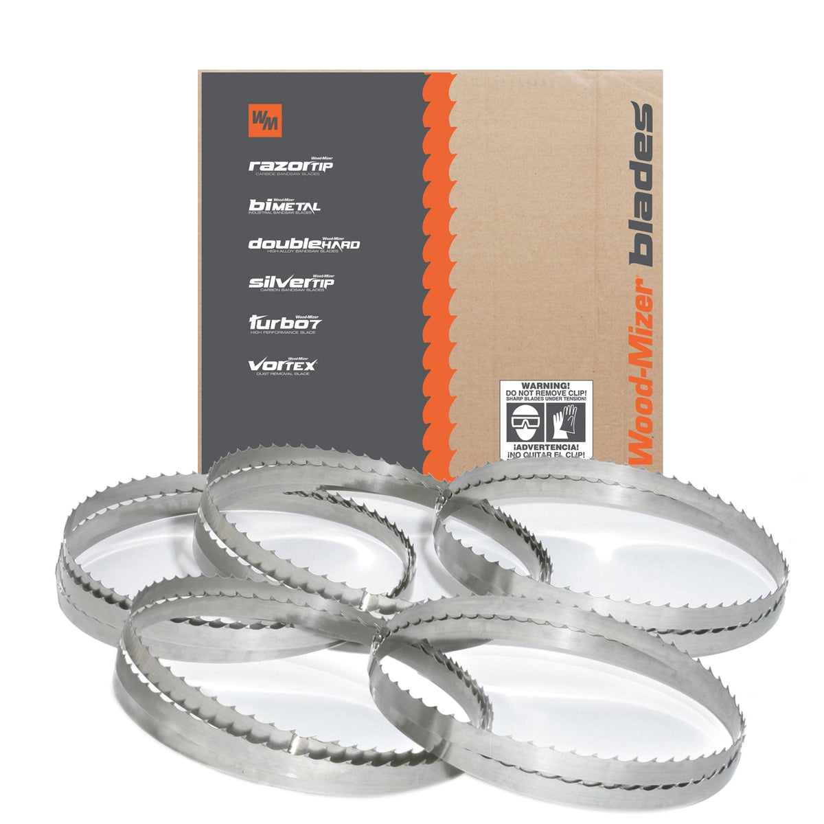 Wood-Mizer 144in DoubleHard blades in a 5-pack for durable all-purpose sawing.