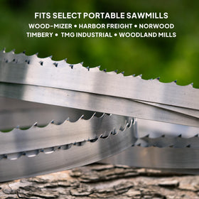 Wood-Mizer DoubleHard steel blade highlighting edge durability and potential longevity.