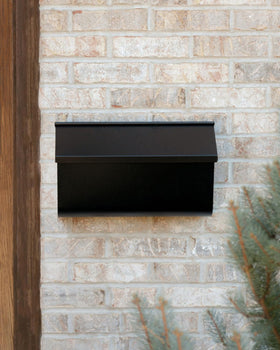Woodlands textured black wall mailbox address panel enables easy visibility