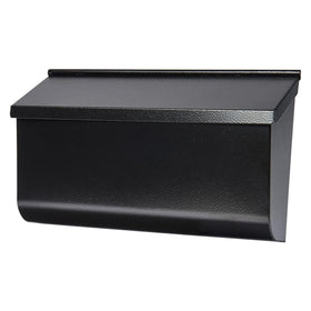 Woodlands textured black wall mailbox front view demonstrates weather-resistant outdoor design