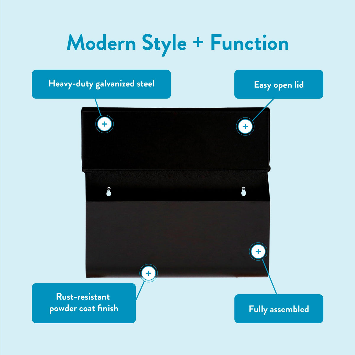 Woodlands textured black wall mailbox install template aids quick mounting