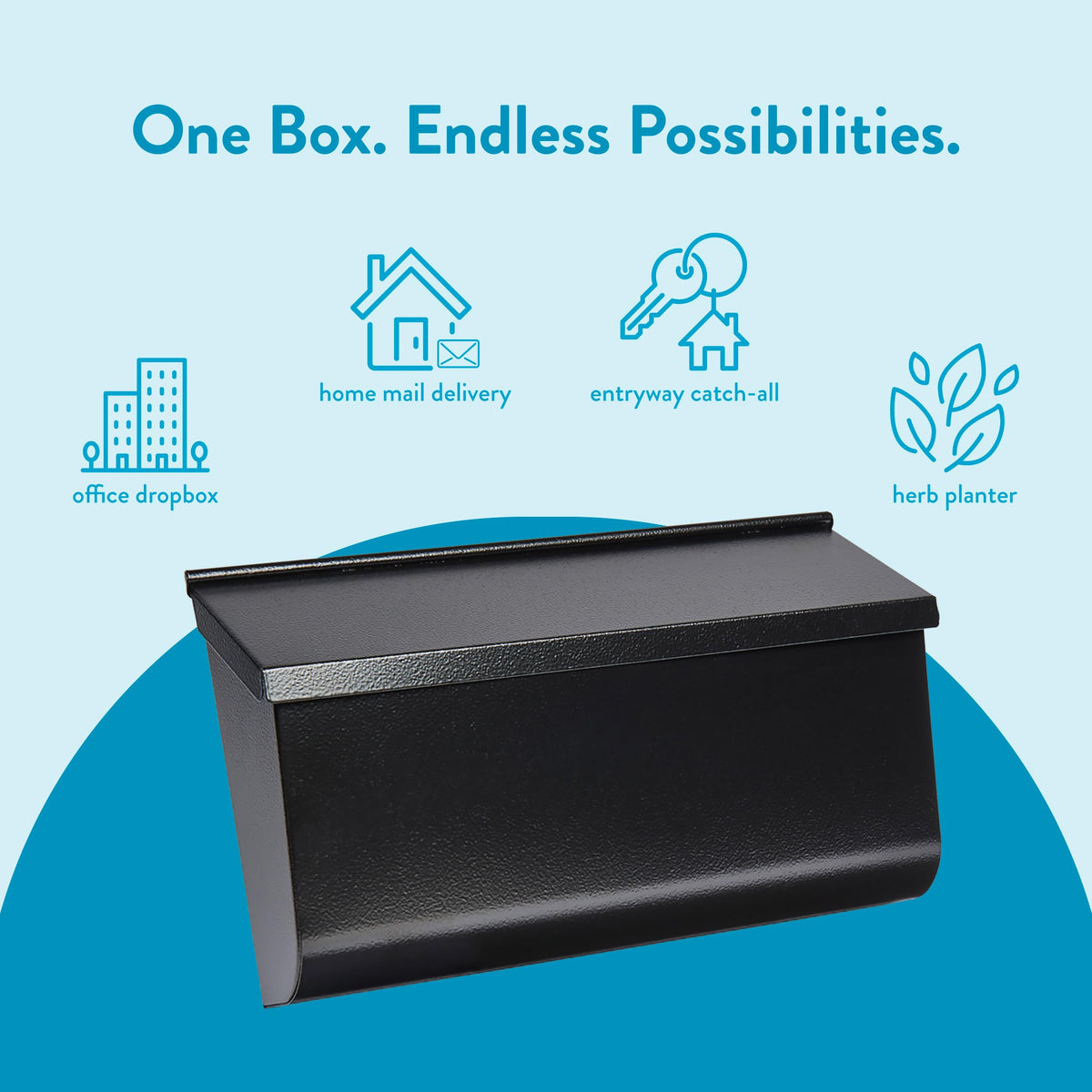 Woodlands textured black wall mailbox weather-ready construction resists elements